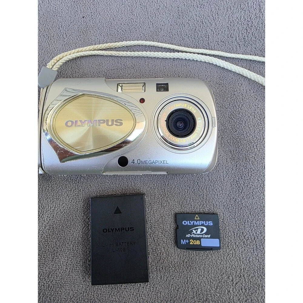 Olympus Stylus 400 Digital Camera W/ Battery& Memory Card, No Charger
